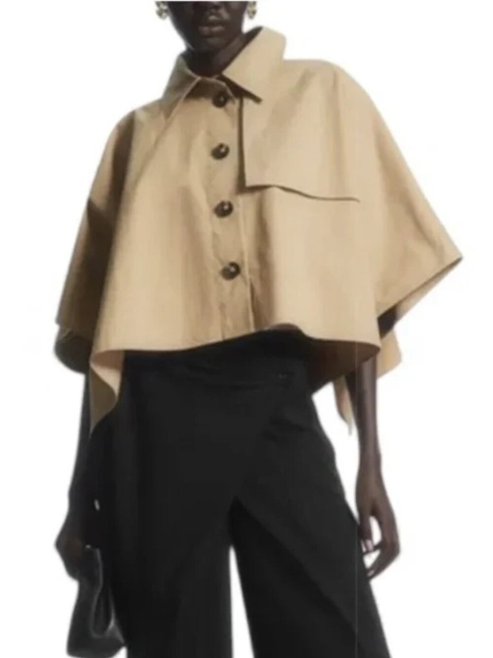 COS ~ CROPPED TRENCH CAPE / JACKET ~ KHAKI ~ ONE SIZE